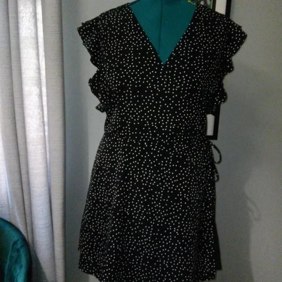 Urban Outfitters Josey Polka Dot Mini Wrap Dress Sz XL - Picture 15 of 16